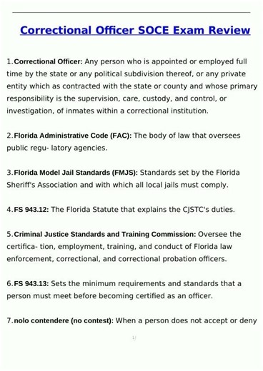 Correctional Officer SOCE Exam Review Latest 2025 2026 Update Questions and Verified Answers 100 C
