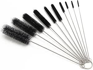Eboot 10 Pcs 8.2 Inch Tube Cleaning Brushes Nylon Cleaner Brush Long Sink Drain Pipe Cleaning Brushes 10 Different Diameters for Bottle Straw Tumbler Home Sink Plumbing