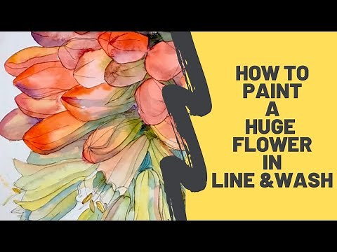 How to paint a HUGE flower in pen and wash
