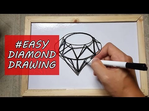 How to Draw a Diamond Shape Outline Drawing - Easy Diamond Sketch Step by Step