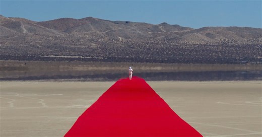 one-kilometer red line land art installation by gregory orekhov spans across california desert