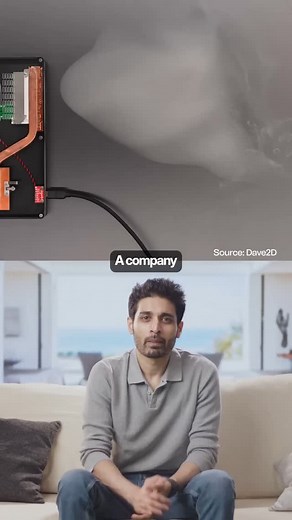 Varun Mayya on Instagram: "A company used just air molecules and built a fanless laptop cooling system… and it is as thin as a coin. Source: Dave 2D"