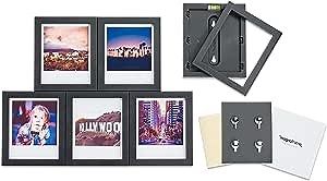 Magnetic Picture Frame for Polaroid Mini Photos - Photo Gallery 6 Pack (Black) - Interchangeable, Customizable, Expandable, Picture Frames
