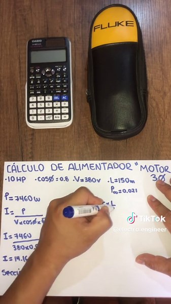 Calculo alimentador motor 3ph⚡️ #motor #alimentador #trifasico #corrientenominal #caidadetensión #practico #bajatension #sistemasdepotencia #comparte