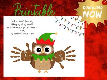 Elf Owl Christmas Handprint Craft Toddler Preschool Christmas Activity Holiday