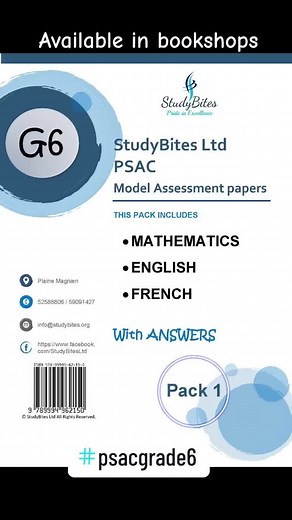 exam revision packs for grade 6 psac Grade 6 pack 1 to pack 6 Maths English and French at Rs 70 per pack Grade 6 History and Geography Rs 110 Grade 6 Science Rs 110 #psacgrade6 #mesexams #grade6literacy #fypage #examination #exampacks #revision #revisionforexams #viral #viralvideo #viralmauritius #viralmauritiusstar🇲🇺