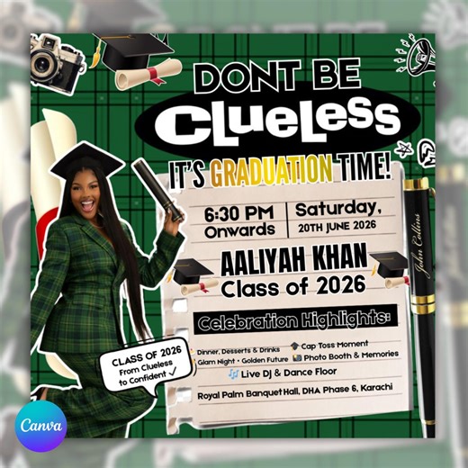 Graduation Party Flyer, Class of 2026 Grad Invite, Graduate Invitation, Graduation Flyer, Instant Download, Canva Editable - Etsy Canada