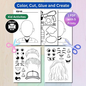 Build a Face Printable Activity | Cut and Paste Emotions Worksheet | Blank Face
