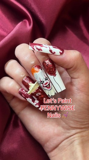 Pennywise Inspired Halloween Nails Tutorial