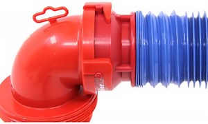 EZ Coupler Self-Threading RV Sewer Hose Adapter w/ 3" Lug Fitting - Red EZ Coupler RV Sewer Hose Fit
