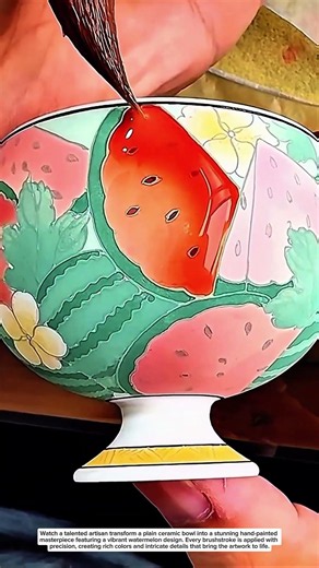 Mesmerizing Hand-Painted Ceramic Bowl Process 🎨