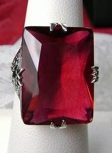 Red Ruby Ring | Size 7 | Sterling Silver 30ct Rectangle Huge Simulated Red Ruby, Vintage Art Deco 1930's [in Stock] Design#9 - Etsy
