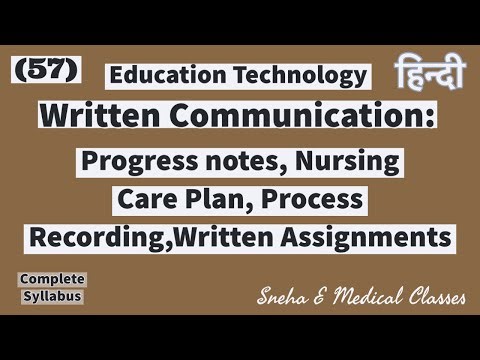 Written Communication, progress notes , Nursing care plan , process recording, written assignment!!