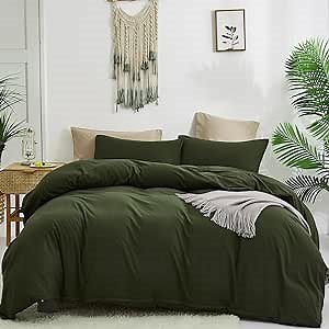 CLOTHKNOW Green Comforter Set Full 3Pcs Dark Green Bedding Comforter Sets