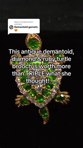 Replying to @hugtherocks green with envy over this antique demantoid, diamond & ruby turtle brooch 🐢##antiquesroadshow##turtletok##antiquejewelry##vintagejewelry##jewelryaddict