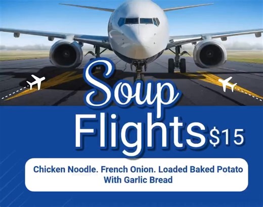 4.6K views · 21 reactions | Now boarding our highly anticipated soup flights! Featuring 3 savory homemade soups and bread toasted with a signature garlic butter. Eat.Drink.Gather.REPEAT! | TK Tavern On The Hill | Facebook