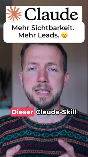 Dieser Claude-Skill hilft dir dabei, in der KI-Suche und bei Google endlich sichtbar zu werden. Kostenloses Claude-Plugin statt SEO-Agentur — Agenten prüfen deine Website für Google und die KI-Suche. So funktioniert es: 1. In Claude eingeben: /plugin marketplace add AgriciDaniel/claude-seo 2. Dann: /plugin install claude-seo@agricidaniel-claude-seo 3. Claude neu starten und einmalig: /seo setup 4. Audit starten: /seo audit https://deine-webseite.de (läuft 10–15 Minuten) 5. Bonus-Prompt: „Stelle 