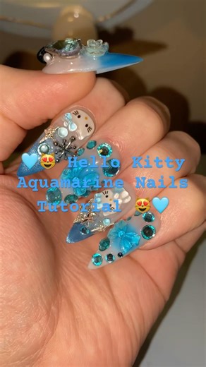 😻🩵#hellokitty #aquamarine #bluenails #march #nails #nailart #nailinspo #naildesign #nailtutorial
