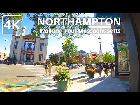 NORTHAMPTON MASSACHUSETTS 4K Walk -- Walking Around Downtown Northampton