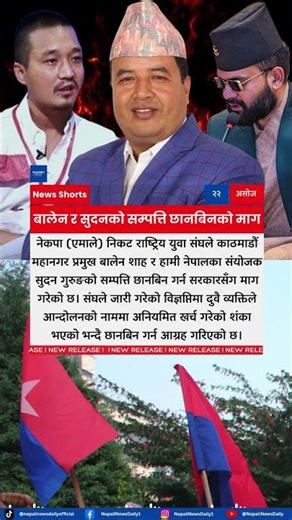 UML Youth Association Demands Property Investigation of Balen Shah and Sudan Gurung