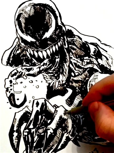 Been a little busy but I squeezed a quick and raw Venom... Stephen Segovia original piece #comicart #venom #artreels #quicksketch #fyp