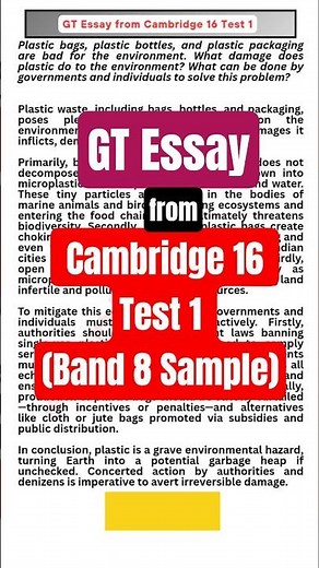 GT Essay from Cambridge 16 Test 1 (Band 8 Sample) #ieltswriting #gtielts #ieltsgttask2