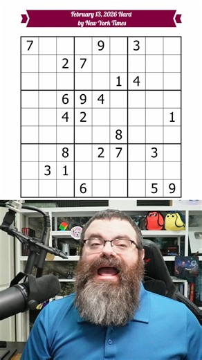 NYT Hard Sudoku Walkthrough | Feb 13, 2026 Play here: https://sudokupad.app/nyt/20260213hard #sudoku #puzzlegame #NYTGames | Rangsk Puzzles