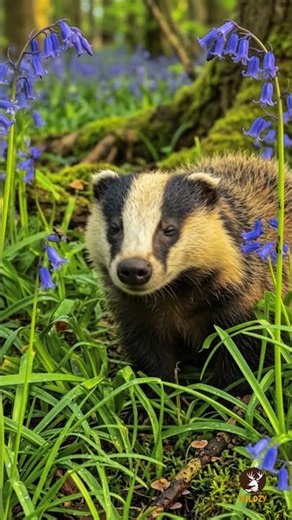 🦡 Majestic European Badger in the Bluebells!