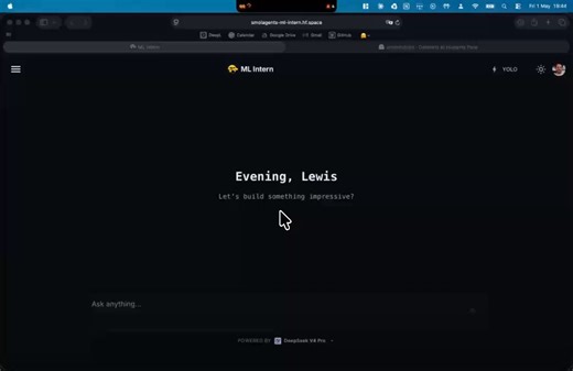By popular request, YOLO-mode has landed on ml-intern https://t.co/5jvfiUT7QHThis enables the intern to execute long-running tasks like launching parallel ablations to determine the optimal data mixture of a post-training run.Time to burn a bonfire of silicon 🔥