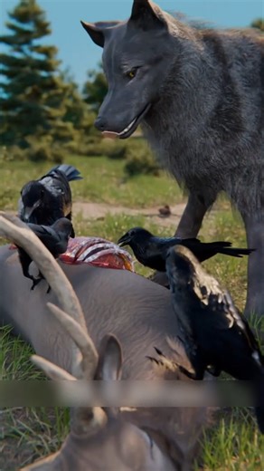 When Ravens and Wolves Hunt Together | Nature’s Smartest Alliance!🤯 #shorts #junglelife