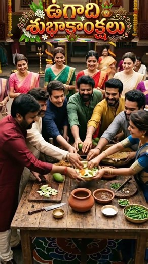 Tollywood Stars 🌟 + Ugadi Pachadi 🥭 = Pure 'Mass' Moment! #UgadiPachadi #shorts