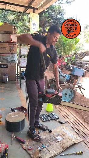 This is the chainsaw I’ve just repaired for my customer. Let’s check how well it’s running.