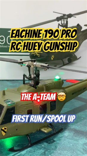 Eachine 190 Pro RC Huey Gunship First Spool Up #led #rc #helicopter #huey