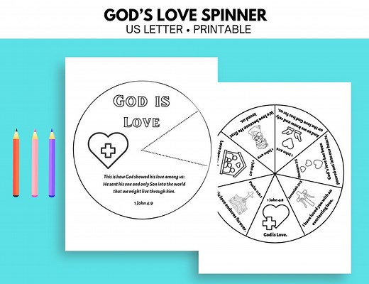 Gods Love Bible Story Activity, Sunday School Craft, Scripture Activity, Printable Bible Valentine Activity, Printable Spinner - Etsy