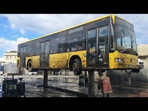Extreme City Bus Wash Transformation with Powerful Pressure Cleaning and Satisfying Results Video HD