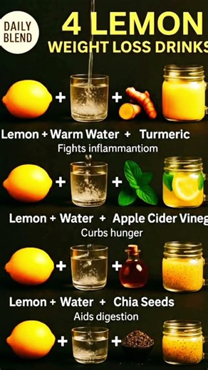 4 Lemon weight Loss Drinks #healthyfood #healthylifestyle #weightloss #food #lemon #viral #skincare