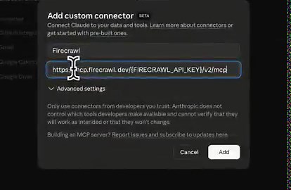 هذا هو الإعداد اللي غيّر كل شي معي،الحين Claude يقدر يتصفح النت لحاله.. مو من متصفحك، لا، بمتصفح خاص فيه.ويقدر يسجّل دخول ببياناتك، ويسحب بيانات (scrape)، ويراقب المجتمعات ويطلع لك leads..وكل هالشي يشتغل بالخلفية وانت نايم.أول شي طريقة تركّبه:> افتح Claude Desktop> اضغط علامة الزايد (+) في شريط المحادثة واختر Connectors (أو "Manage Connectors")> اضغط Add Custom Connector وحط البيانات هذي- Name: Firecrawl- URL: https://mcp.firecrawl. dev/{FIRECRAWL_API_KEY}/v2/mcp- API Key: الصق الـ API key حقك م