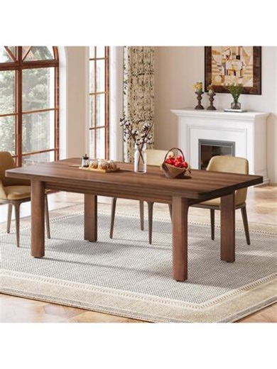 Wooden Dining Table For 4-6 Seaters, 63-Inch Farmhouse Kitchen Table With Robust Wooden Legs, Rectangular Dinner Table For Dining Room, Kitchen, Living Room Christmas Home Decor Furniture | SHEIN