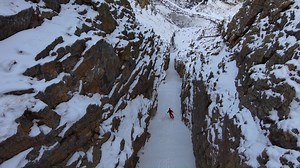 37K views · 366 reactions | Last week we shared the POV footage of LEKI athlete Miles Clark skiing the Terminal Cancer Couloir in Nevada. Here is the same line from a Bird's Eye (Drone) view. Which version you you like best?  Miles Clark @miles_clark @snowbrains | LEKI USA | Facebook