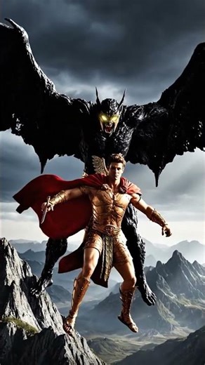 perseus soaring with winged sandals while #humanevolution #ancienthistory #dinosaurs #earlyhumans