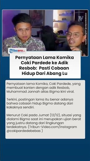 Ucapan Lama Komika Coki Pardede ke Bigmo Terbukti dan Viral Pasti Cobaan Hidup Dari Abang Lu