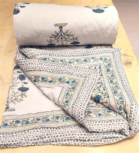 Block Print Quilt | Blanket Pattern Panels | Bedspread | Reversible Jaipuri Razai - Etsy
