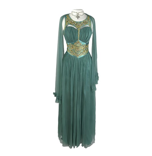 Vintage Fairycore Prom Dress Emerald Green Tulle Layered Embroidered Ethereal Gown - Etsy