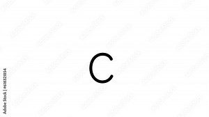 C letter small writing cartoon animation. Compatibile part of alphabet serie. Handwriting educational style for children. Good for education movies, presentation, learning alphabet, etc...