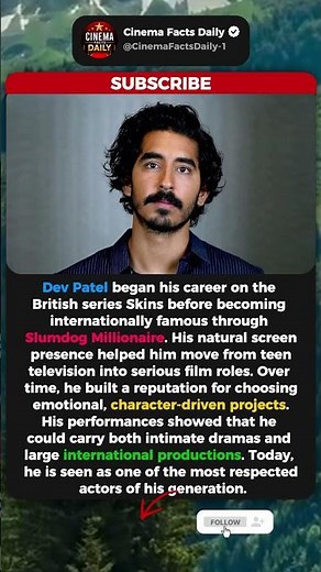 PATEL FROM SKINS TO OSCARS 🎬🌍 #DevPatel #Actor #Hollywood #Movies #Shorts #Viral #FYP