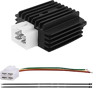 PRO BAT 12V 4 Pin Full-wave Voltage Regulator Rectifier for GY6 Engine 50cc 125cc 150cc Chinese Moped Scooter ATV, Black