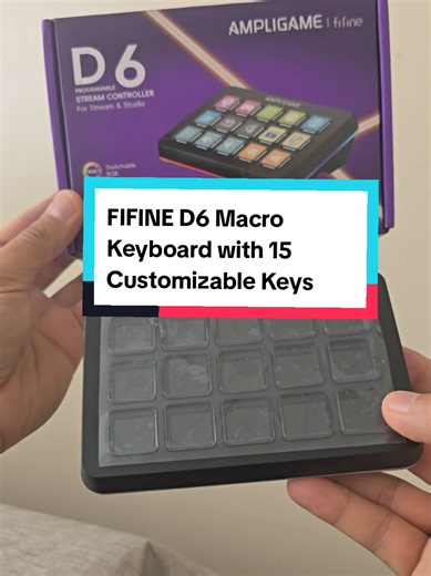 ￼ FIFINE D6 Macro Keyboard with 15 Customizable Keys for Live Stream, Gaming and Podcast, Streaming Controller Compatible with Twitch/OBS/YouTube/Streamlabs Etc, Keypad for Mac and PC. #fifine #keyboard #streamer #tiktokshop #fyp