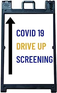 COVID Drive Up Testing | A-Frame Corrugated Plastic Signs INSERT ONLY - Health/Safety | COVID 19 | Sidewalk Sign Inserts to A Frame Sign Holders | 24'' by 36'' | Blue | *Stand Not Included*