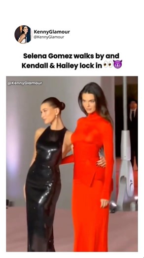 Selena Gomez walks by and Kendall & Hailey lock in 👀😈 #kendalljenner #selenagomez #haileybiebers