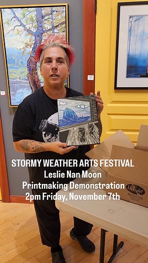 Great weather is forecast for the Stormy Weather Arts Festival this weekend.Leslie Nan Moon demonstrates tomorrow and will be joined by fellow artists Theresa Andreas-O'Leary and Anton Pavlenko for more artist demonstrations on Saturday and Sunday. Details on the dragonfiregallery.com website. #dragonfiregallery #cannonbeach #originalartwork #haystackrock #leslienanmoon #theresaandreasoleary #antonpavlenko #art #artfestival #printmaking #printmaker #artistdemonstration #stormyweatherartsfestival